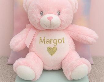 Baby loss Miscarriage Personalised WEIGHTED Tiny baby Pink Bear