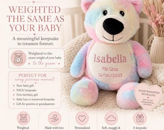 Personalised Birth Weight Bear | Custom Baby Keepsake, Weighted to Gram