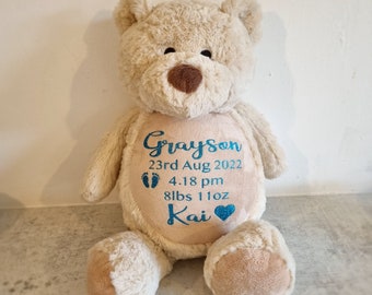 Personalised WEIGHTED Birth Weight Bear or Memory Bear