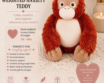 Weighted Anxiety Teddy 1–6lb | Personalised Comfort Bear for Calm & Sensory Support