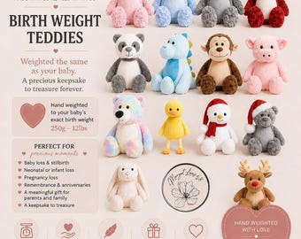 Personalised Birth Weight Bear | Weighted the Same as Your Baby | Custom Baby Weight Keepsake