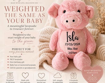Personalised Birth Weight Bear | Weighted the Same as Your Baby | Custom Baby Weight Keepsake