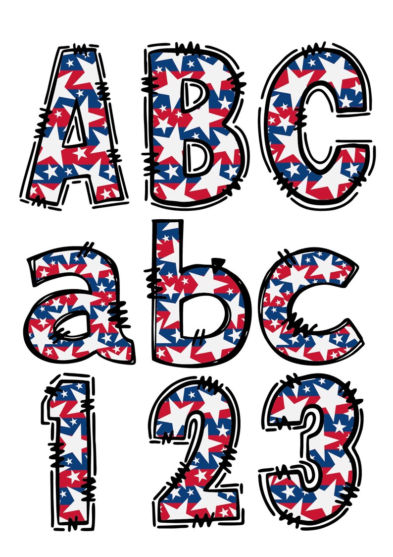 Doodle Letters Alpha Plus Numbers Flags Ver 1 PNG ONLY - Etsy