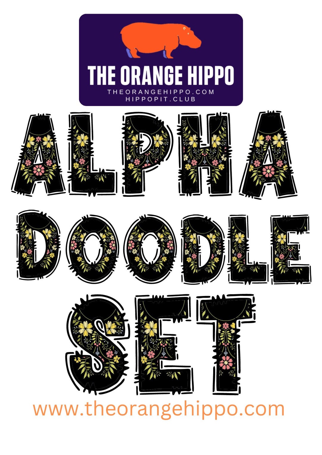 Doodle Letters - Alpha Plus Numbers Floral Ver 1 PNG ONLY - Etsy