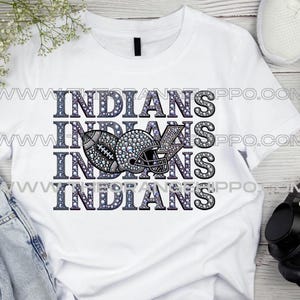 Indians Rhinestone Football - Direct Print Sublimation Digital DESIGNS, Printable Vinyl PNG File ONLY