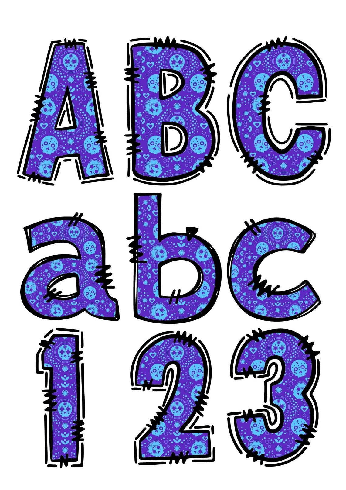 Plus Plus Letters Doodle Letters - Alpha Plus Numbers Mexican Sugar Skull Ver 2 PNG ONLY ...