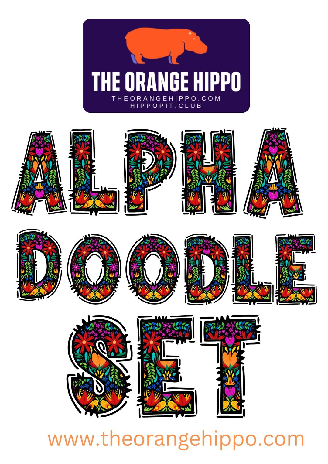 Doodle Letters - Alpha Plus Numbers Floral Mexican Ver 1 PNG ONLY - Etsy