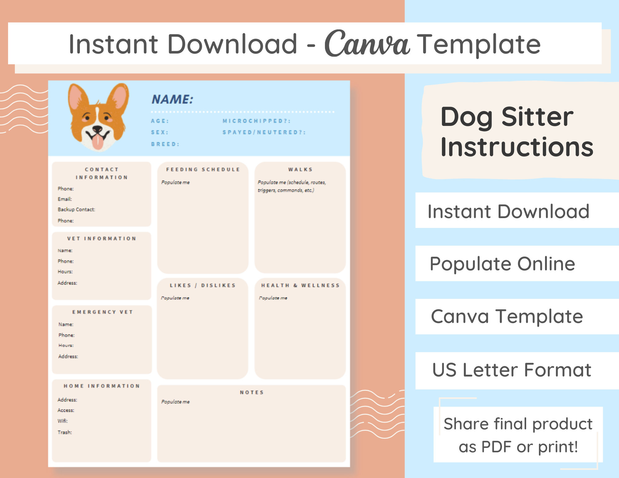 Free Printable Dog Sitter Instructions Template