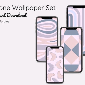 Neutral Purples | Lavender | Phone Wallpaper Set | Aesthetic Wallpaper | Digital Download | Four Designs | Pastel Modern Patterns