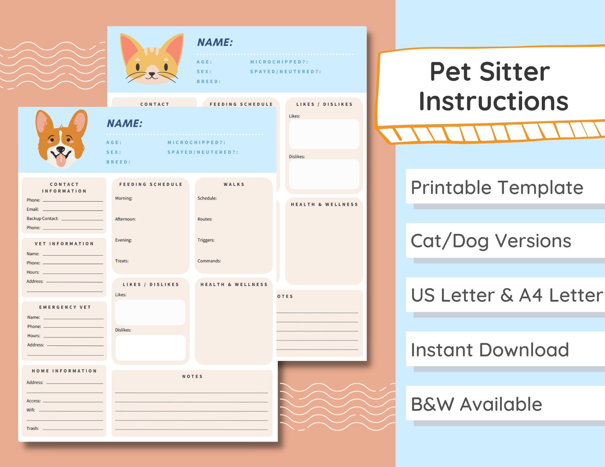 pet-sitter-instructions-pet-sitter-notes-pet-sitter-etsy