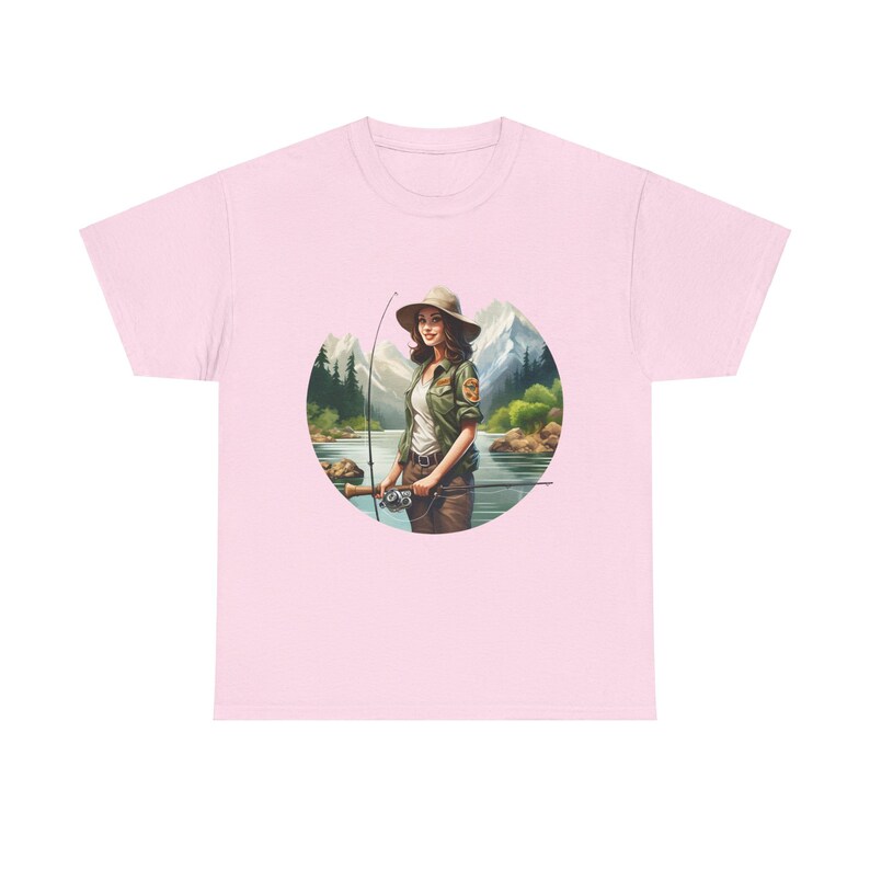 T-shirt Girl Scouts vissen, cadeau vissen, shirt vissen voor haar, cadeaus vissen minnaar, zwaar katoen uniseks T-shirt afbeelding 8