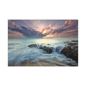 Beautiful Sunset On The Blue Sea On Canvas Wall Art Print. Sea And Wave For Home Decor And Office. Ready To Hang.