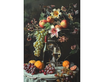 フルーツ 4 さまざまなフルーツの印象派静物油絵 デジタル