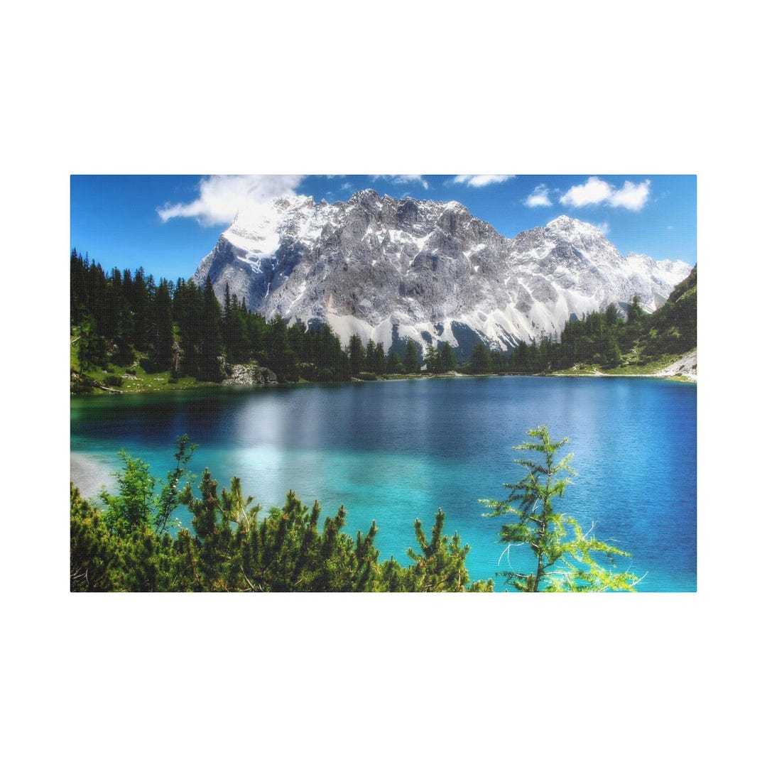Nature View of Mountain and Lake Landscape on Canvas Wall Art Print ...