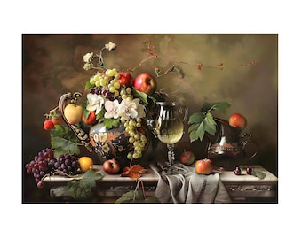 フルーツ2 印象派の静物画 様々なフルーツの油絵 デジタルダウンロード