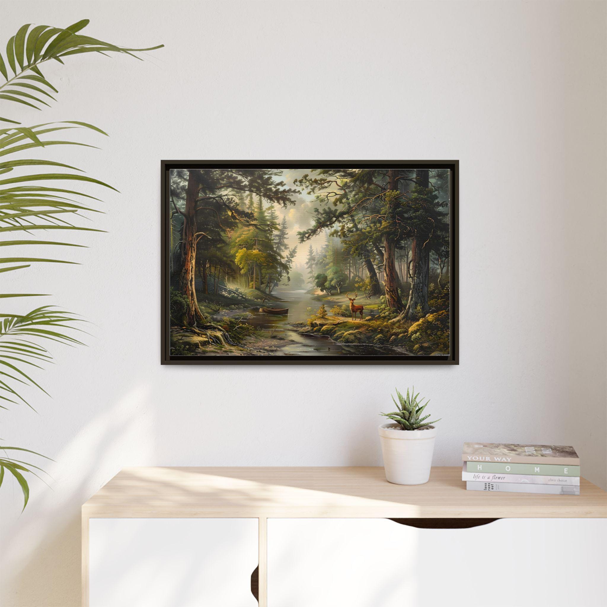 Beautiful Wild Forest Landscape Oil Painting on Canvas Wall Art Print ...