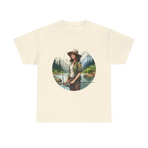 T-shirt Girl Scouts vissen, cadeau vissen, shirt vissen voor haar, cadeaus vissen minnaar, zwaar katoen uniseks T-shirt afbeelding 5