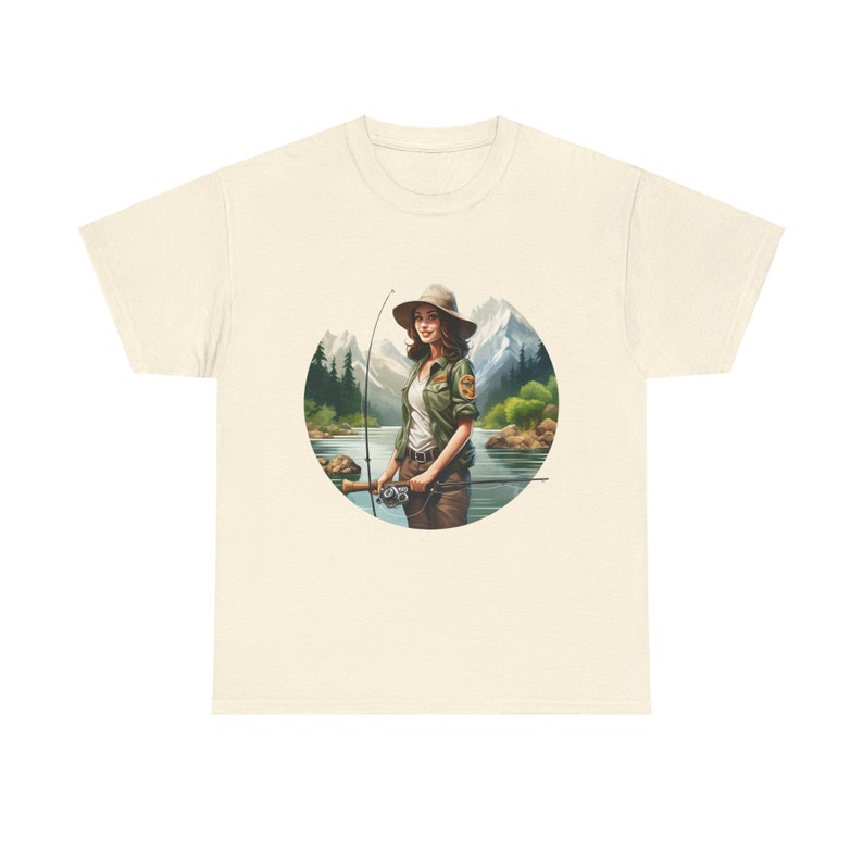 T-shirt Girl Scouts vissen, cadeau vissen, shirt vissen voor haar, cadeaus vissen minnaar, zwaar katoen uniseks T-shirt afbeelding 5