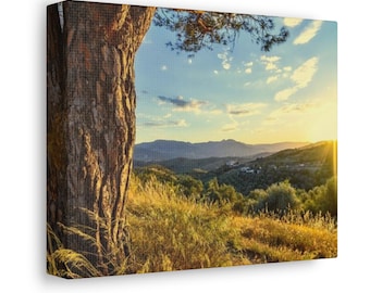 Sunset On The Mountain Satin Canvas Wall Art print. Sunrise View On The hill For Home Decor and Office.