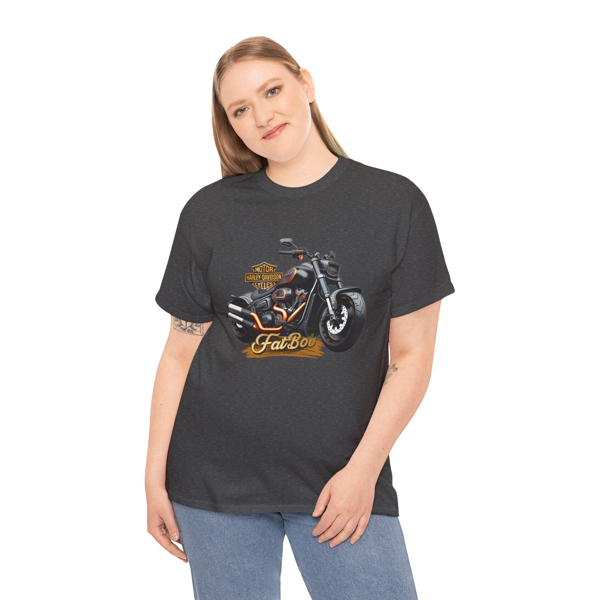ハーレーダビッドソン ファットボブ Tシャツ、バイカーTシャツ、バイク 