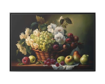 静物画 フルーツバスケット 油絵 キャンバスに描かれたオリジナルの