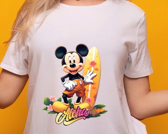 Mickey Mouse Aloha Surf tshirt, Disney Surfing t-shirt, Anime Sport Tee,  Unisex Adult and Kid tshirt, Gift For Birthday