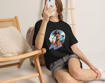 Maui Hawaii Surfer Girl Tee | Vintage Surfboard Wave Floral. Surf T-shirt, Travel Shirt, Surfing Shirt, Surfing Gift, Hawaiian T-shirt,