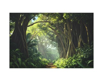 Big Tree Tropical Jungle Morning Home Decor, Canvas Print Wall Art, Jungle Photo Print, Tropical Art, Forest Wall Decor, Rainforest Nature