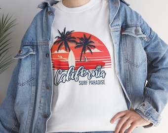 California Surf Paradise T-shirt, Paradise Beach, California T-shirt, Beach Vacation Tee, Surf T-shirt, Surfing Shirt, Summer Shirt