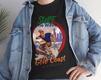 Maglietta da surf Gold Coast Australia / Surf the Wave Vintage Surfer Shirt. Maglietta Gold Coast Australia, Maglietta da surf, Regalo per surfisti, Regalo per surfisti,