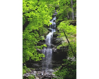 Waterfall On The Rainforest On Classic Canvas Wall Art Print.Water Fall On Deep Tropical Forest For Home Decor And Office.