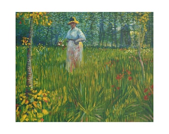 Women On Flower Garden Painting From Van Gogh On Canvas Wall Art Print Classic. Beautiful Nature Painting For Home Decor And Office.