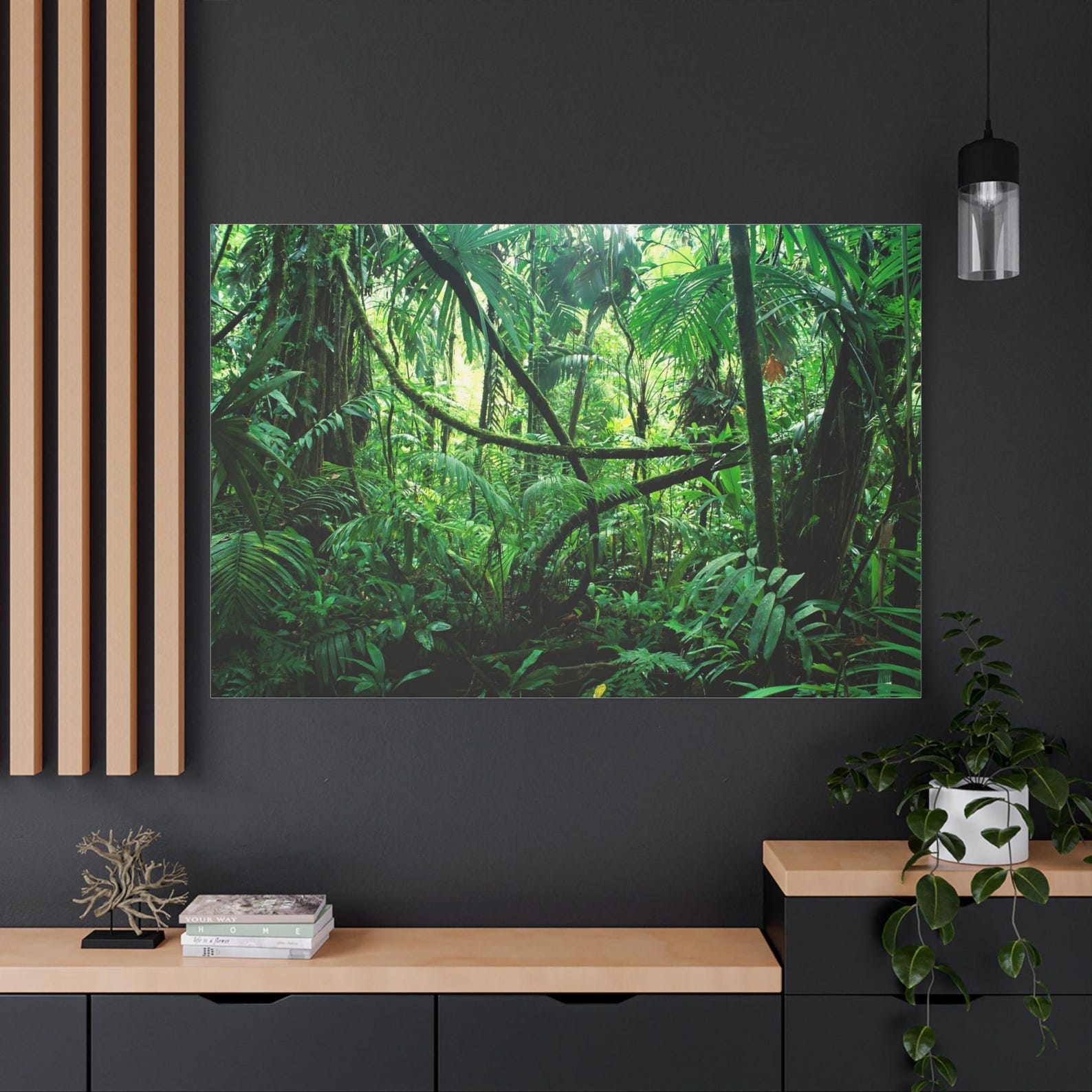 Green Tropical Rainforest on Canvas Wall Art Print. Jungle Deep Forest ...