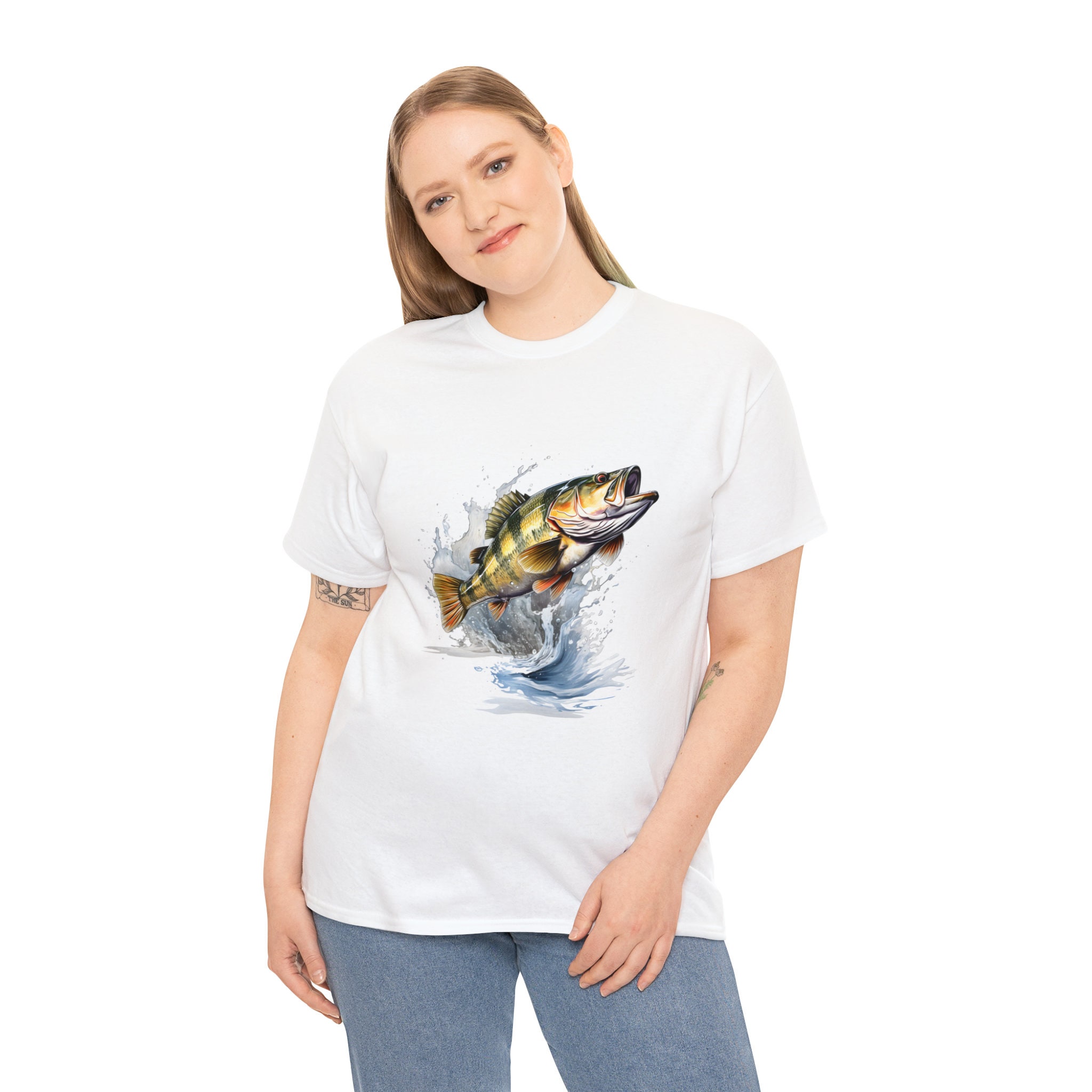 Jumping Bass Fish T-shirt, Big Bas Fish on the Air Tee, Largemouth  Freshwater Fish Tshirt, Gift for Fisher 