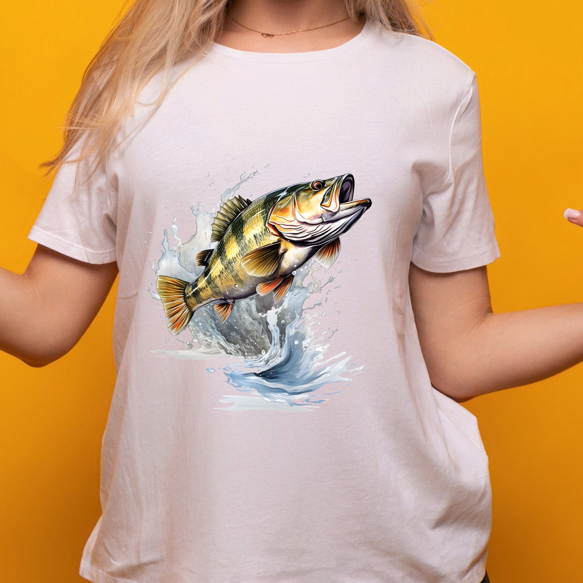 Jumping Bass Fish T-shirt, Big Bas Fish on the Air Tee, Largemouth
