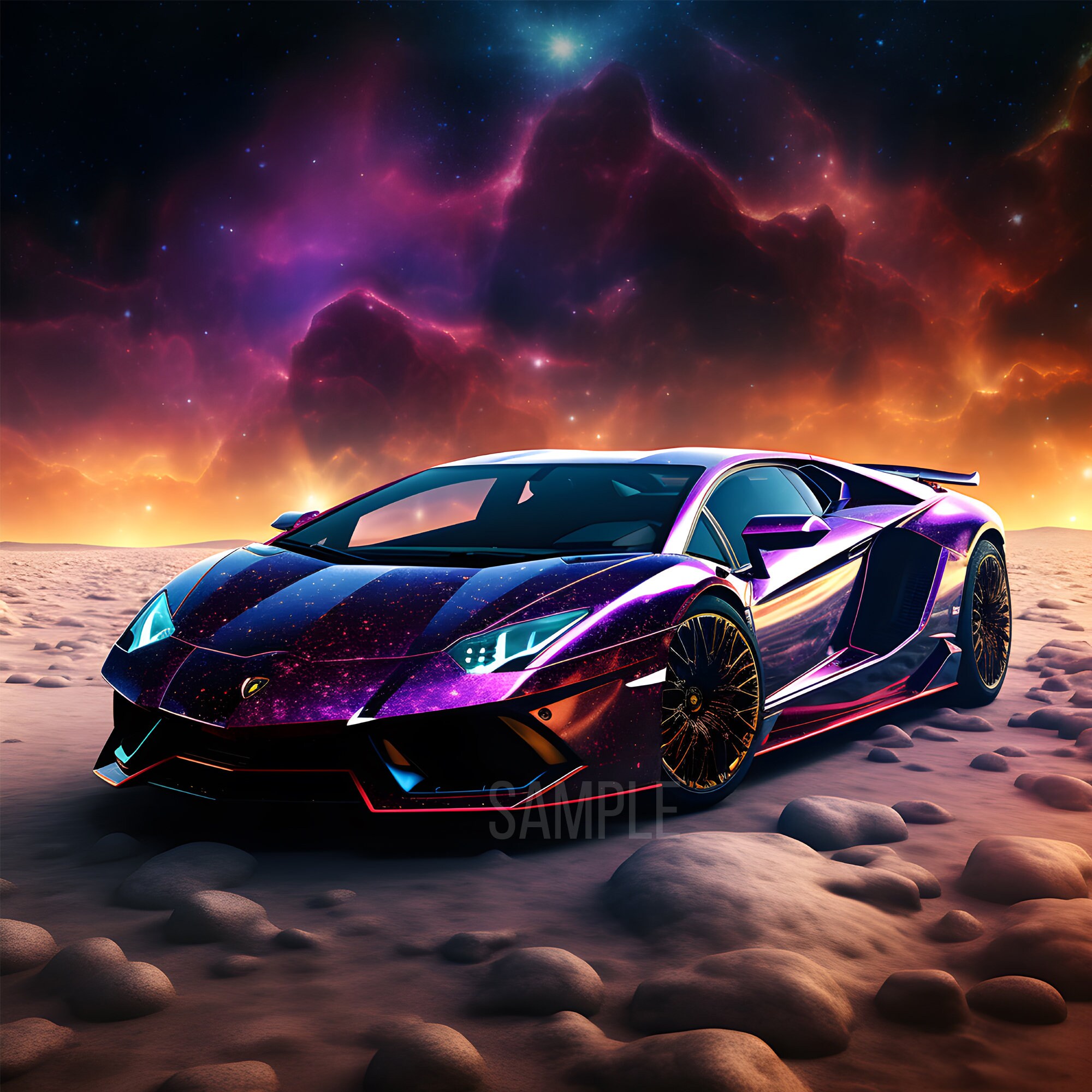 thumbnail image 2 of Lamborghini Aventador Side View Hyper Sports Car Print - Premium Poster 2 of 3