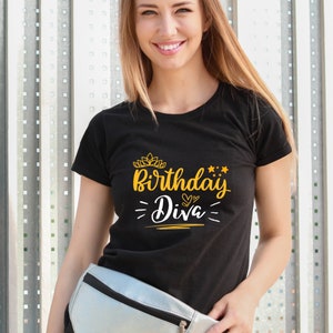 T-shirt Diva d’anniversaire, chemise de fille d’anniversaire, chemise de fête d’anniversaire, chemise d’anniversaire, chemise cadeau d’anniversaire, T-shirt d’anniversaire, cadeau pour fille