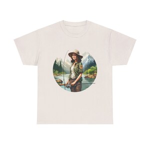 T-shirt Girl Scouts vissen, cadeau vissen, shirt vissen voor haar, cadeaus vissen minnaar, zwaar katoen uniseks T-shirt afbeelding 4