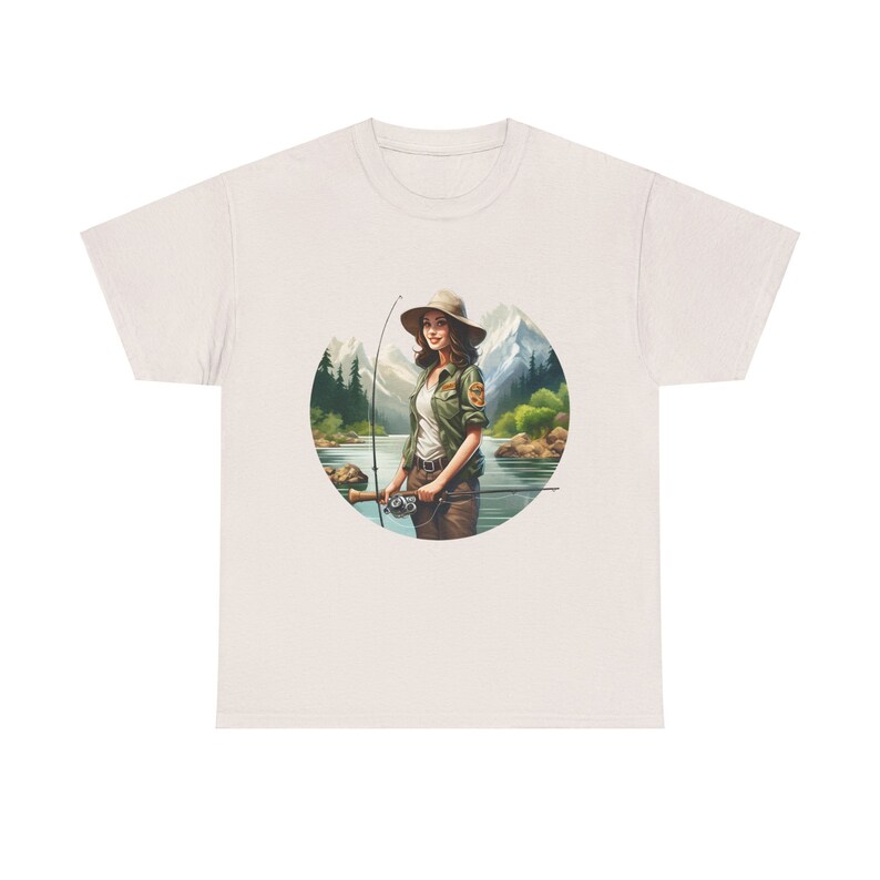 T-shirt Girl Scouts vissen, cadeau vissen, shirt vissen voor haar, cadeaus vissen minnaar, zwaar katoen uniseks T-shirt afbeelding 4
