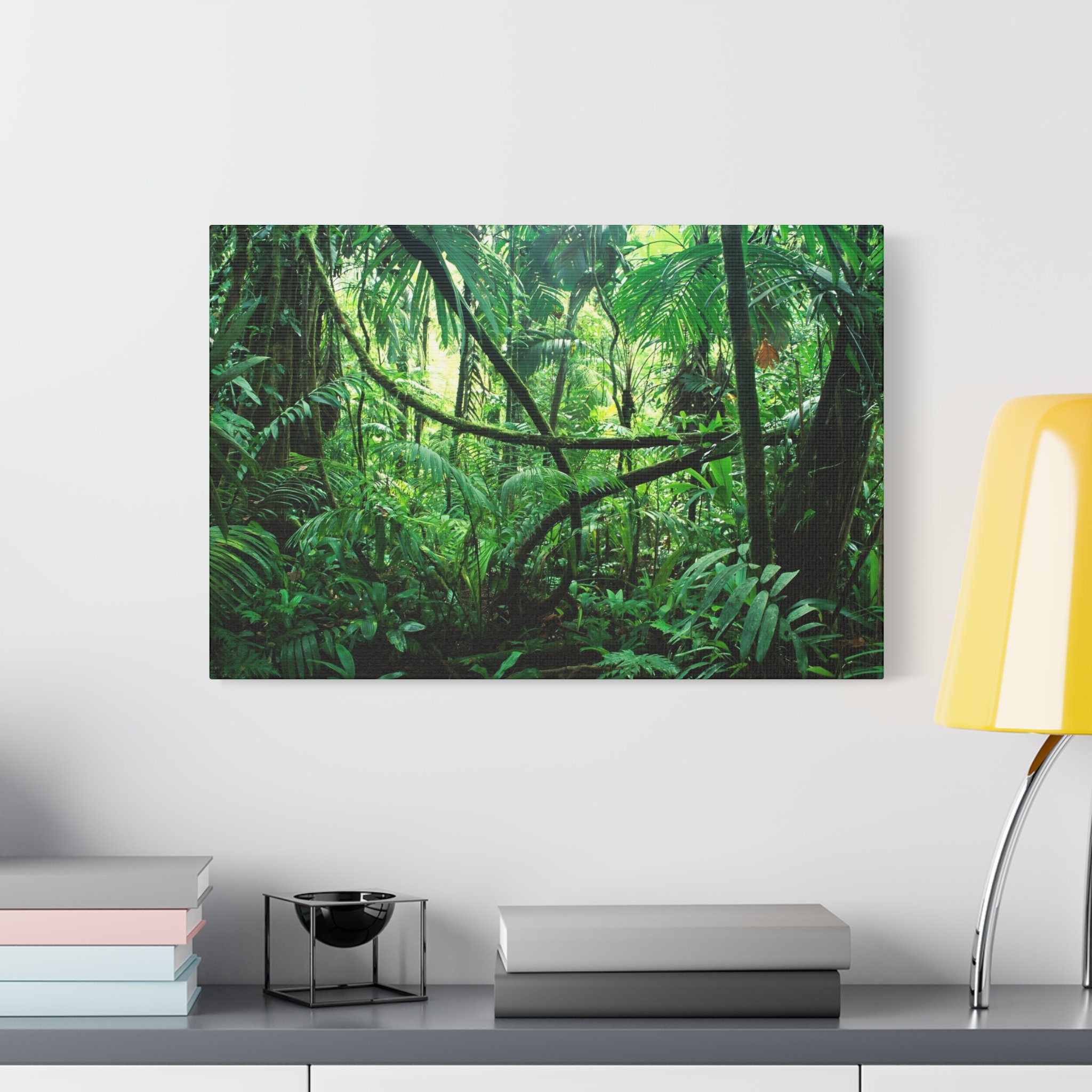 Green Tropical Rainforest on Canvas Wall Art Print. Jungle Deep Forest ...