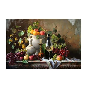 静物画フルーツ絵画オリジナルフルーツ油絵ブドウの壁アート