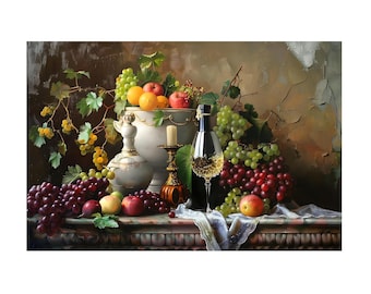 フルーツ4 印象派の静物画 様々なフルーツの油絵 デジタルダウンロード