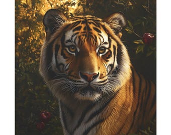 Pintura al óleo de tigre siberiano sobre lienzo, impresión artística para pared: decoración de animales, impresión de vida silvestre, arte de la selva, decoración de pared de grandes felinos, lienzo de safari