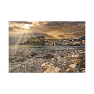 Sunset On The Beach Of The City On Canvas Wall Art Print. Beautiful Sunset The Beach For Home Decor And Office.