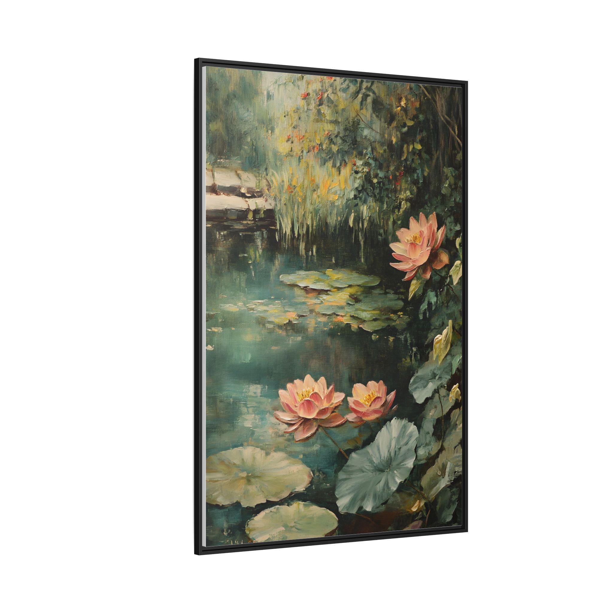 ウォールアートプリント、水面に浮かぶ美しい蓮の花のポスター、油絵