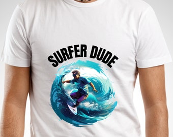 Surfer Dude Tshirt, Cool Surfer t-shirt, Surf t-shirt, Surfen Lover Gift, Unisex Heavy Cotton Tee