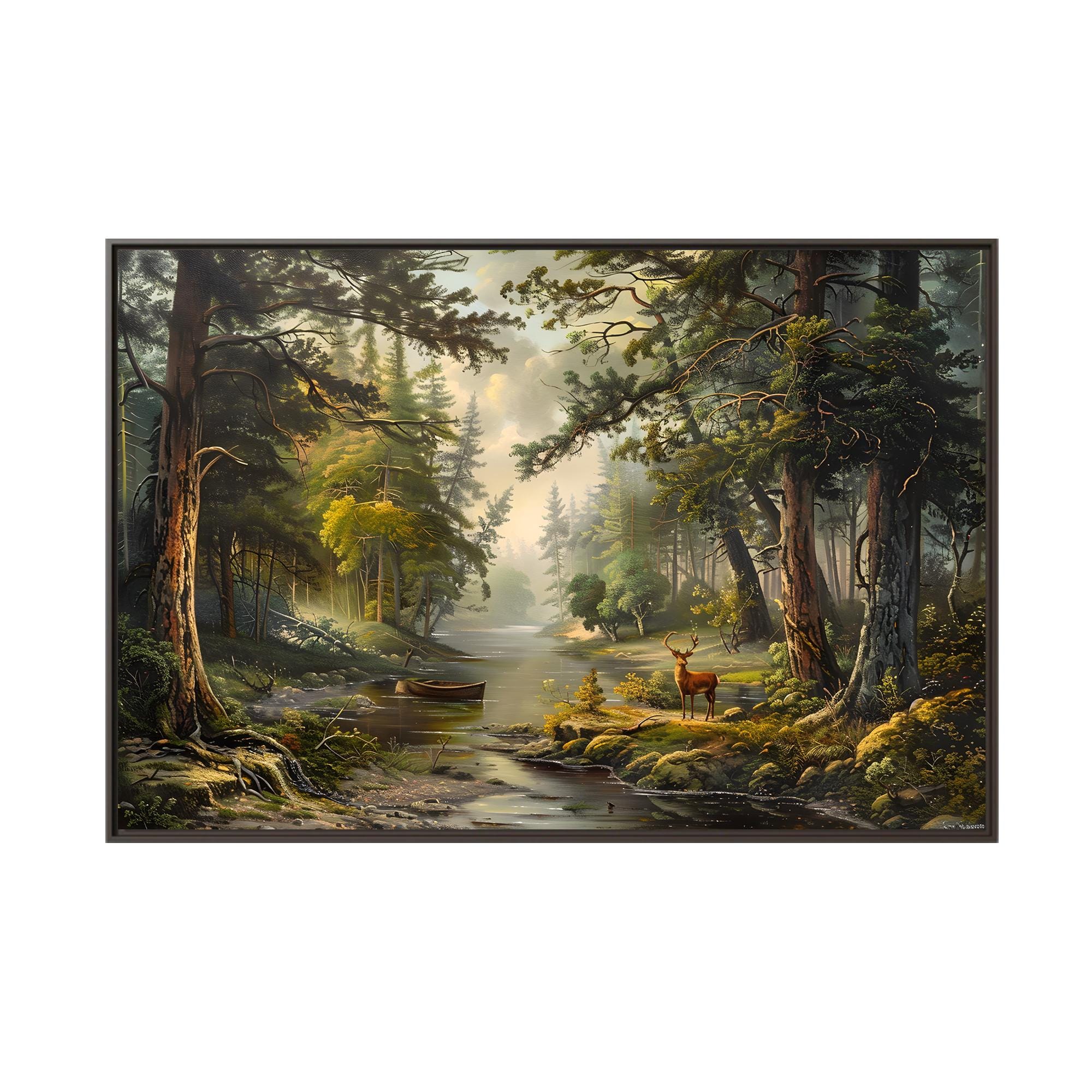 Beautiful Wild Forest Landscape Oil Painting on Canvas Wall Art Print ...