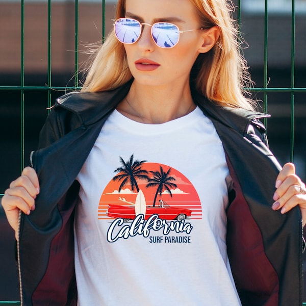 California Surf Paradise T-shirt, Paradise Beach, California T-shirt, Beach Vacation Tee, Surf T-shirt, Surfing Shirt, Summer Shirt