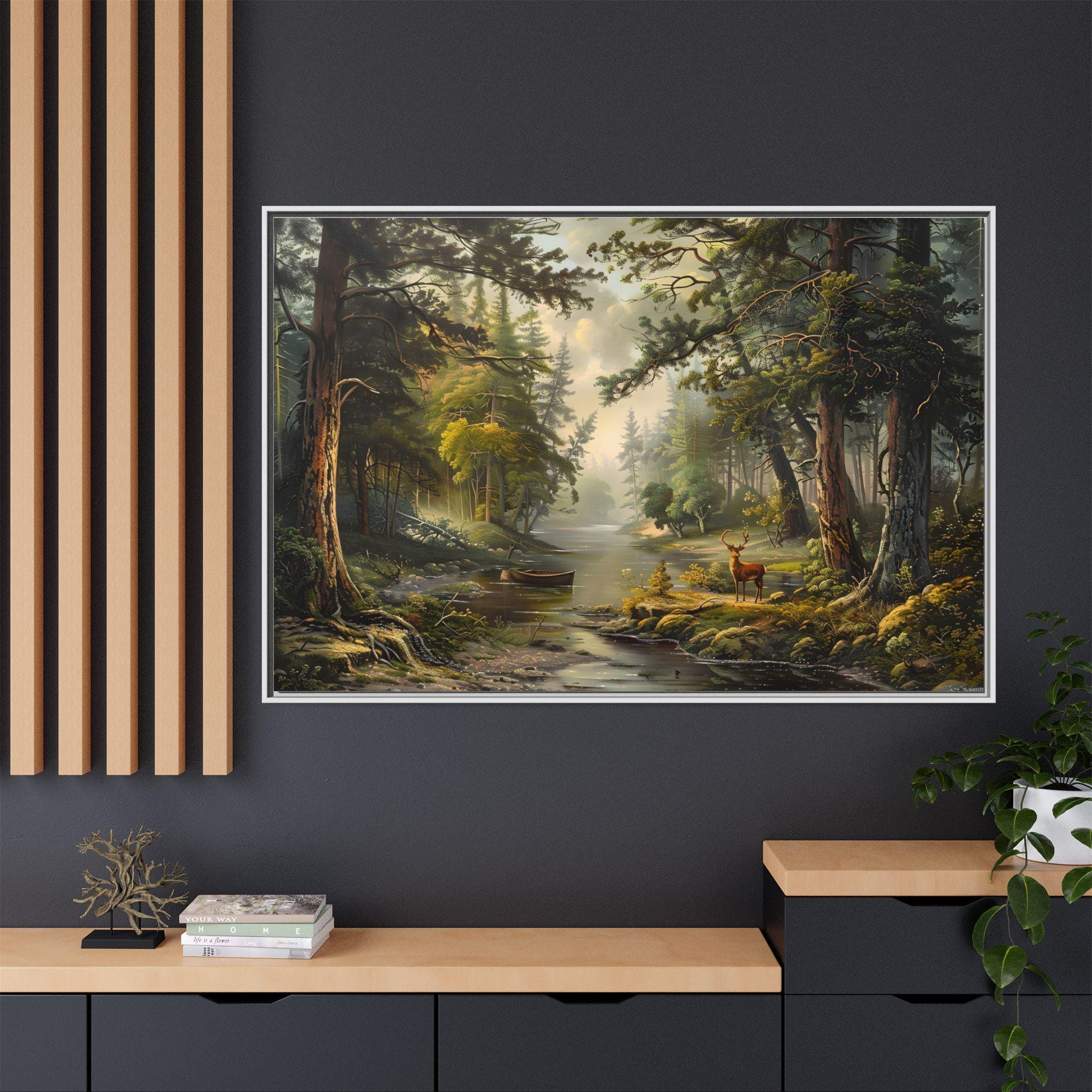 Beautiful Wild Forest Landscape Oil Painting on Canvas Wall Art Print ...