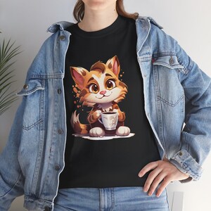 Coffee and Cats Tshirt, Coffee Cat Shirt, Coffee Lover Gift, Espresso Tshirt, Coffee Tshirt, Cats Tee, Unisex Heavy Cotton Tee